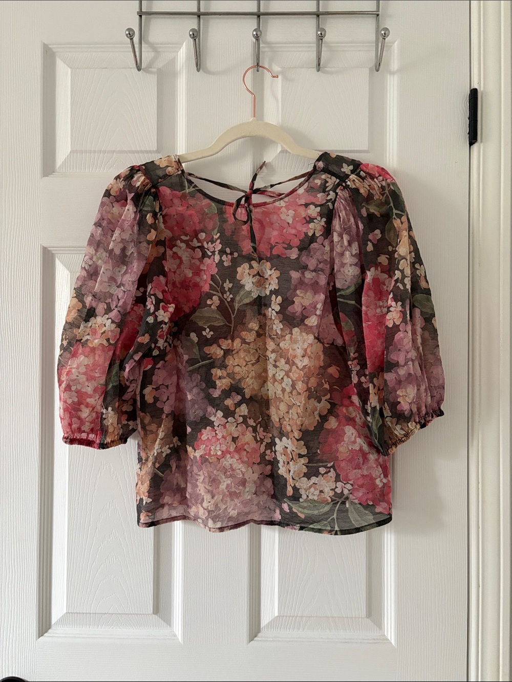 H&M sheer floral blouse